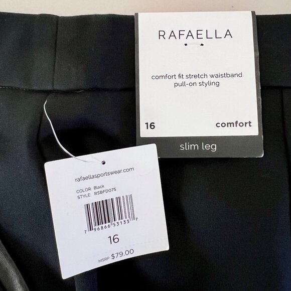 Rafaella Womens Size 16 Slim Leg Black Comfort Fit Pull-On Pants Stretch NWT's - Picture 4 of 13